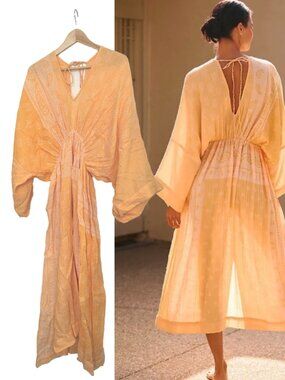 NWT By Anthropologie Long-Sleeve Gauze Maxi Dress | OS 4 6 8 10